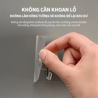 Móc treo tường bền siêu dính, trong suốt, không đánh dấu, dùng để treo nhà bếp phòng tắm, 6x6cm