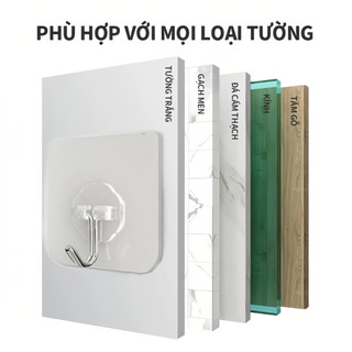 Móc treo tường bền siêu dính, trong suốt, không đánh dấu, dùng để treo nhà bếp phòng tắm, 6x6cm