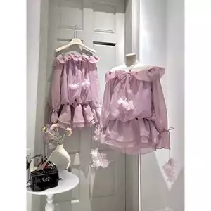 SET ĐẦM CỔ BẺ V NHÚN EO DÂY RÚT HOA PHỐI QUẦN SHORT, SET ĐỒ NỮ | MEOINDAHOUSE