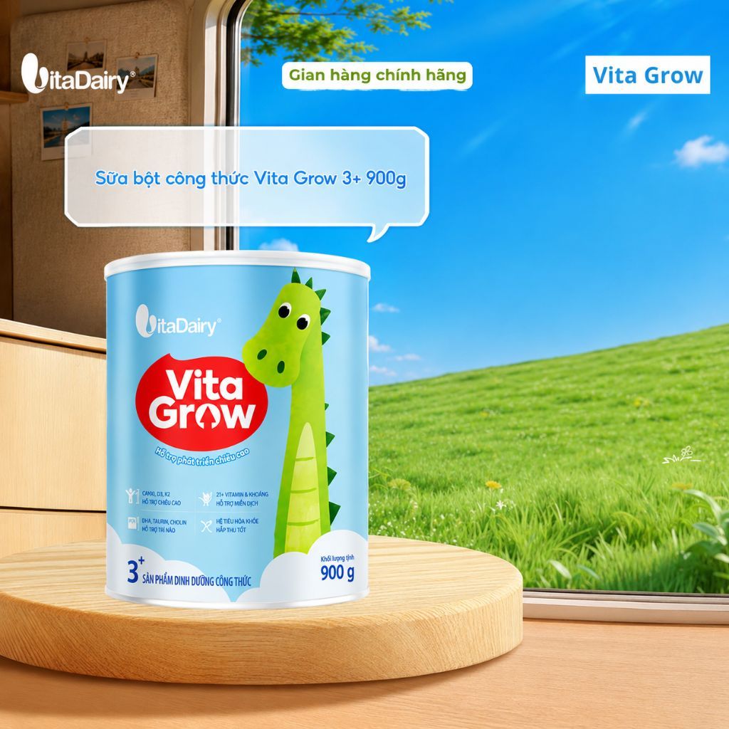Sữa Bột VitaGrow Cho Trẻ Từ 3 Tuổi - Bổ Sung Năng Lượng, Hỗ Trợ Phát Triển Chiều Cao - Lon 900g