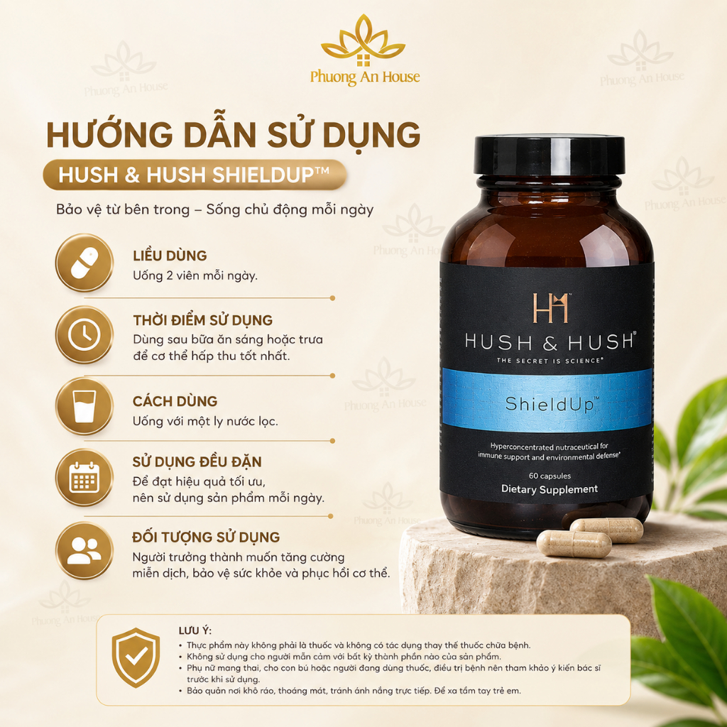 Viên uống chống nắng cho da Hush & Hush Shield Up 60 viên - PHUONGANHOUSE