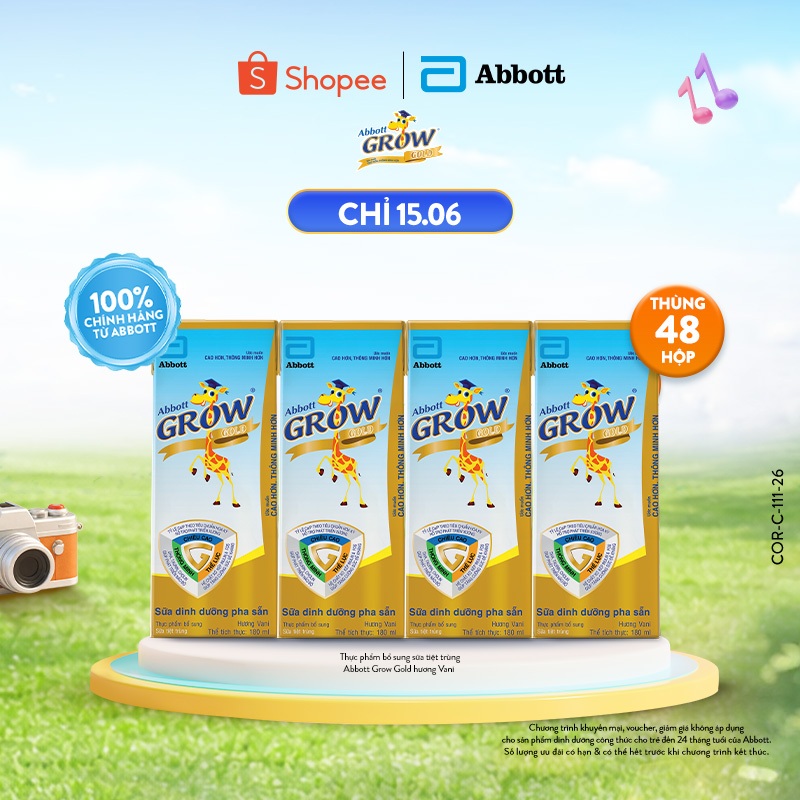 Thùng 48 hộp Sữa nước Abbott Grow Gold 180ml/ hộp