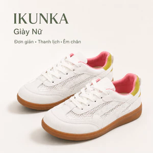 IKUNKA Giày sneaker nữ đế nâu, giày thể thao nữ mềm nhẹ thoáng khí đi học đi chơi