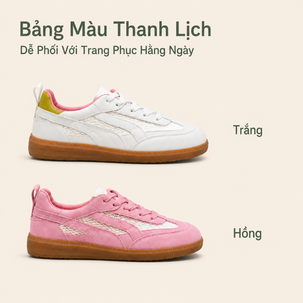 IKUNKA Giày sneaker nữ đế nâu, giày thể thao nữ mềm nhẹ thoáng khí đi học đi chơi