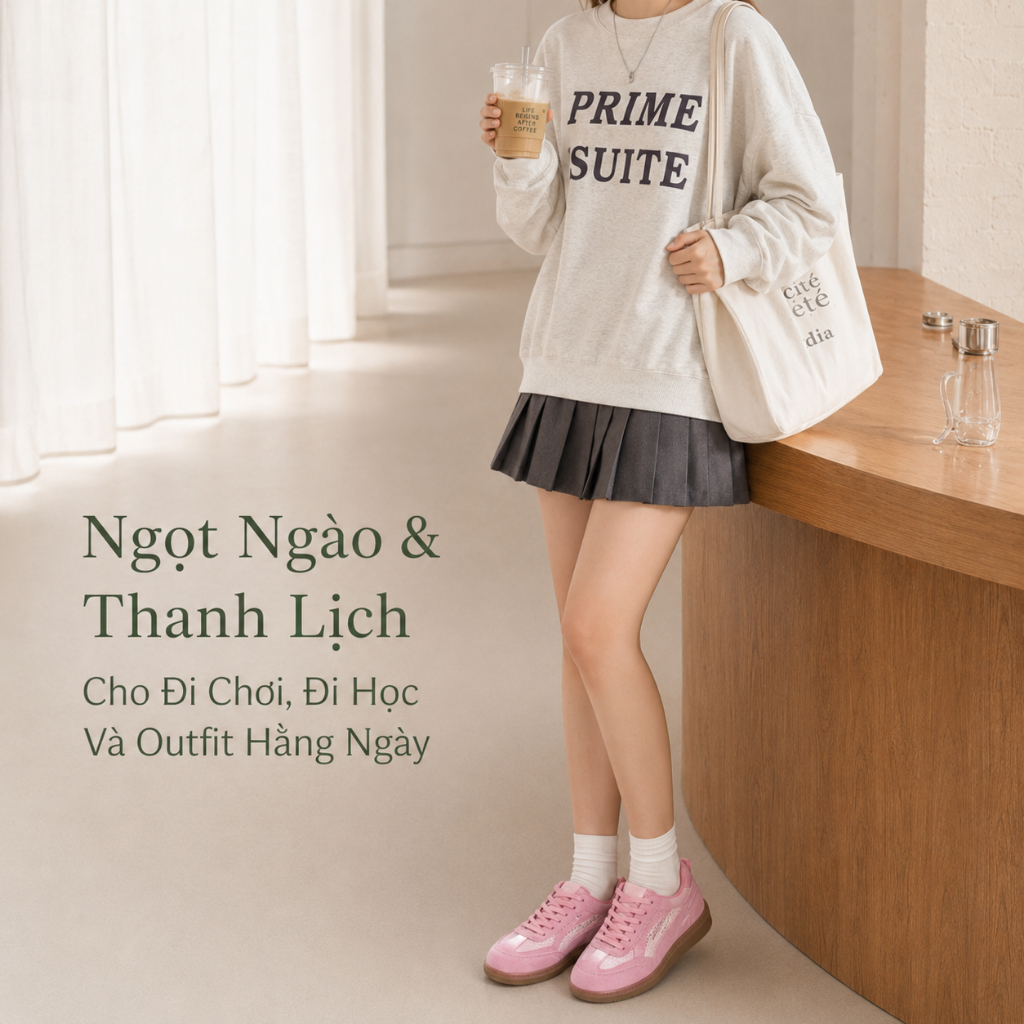 IKUNKA Giày sneaker nữ đế nâu, giày thể thao nữ mềm nhẹ thoáng khí đi học đi chơi