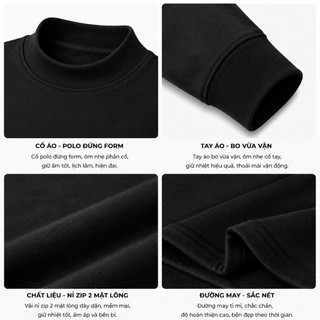 Áo Giữ Nhiệt Nam Mặc Ngoài Vải Zip 2 Mặt Lông Mềm Mát Ấm Áp Form Chuẩn Trẻ Trung  AGN103