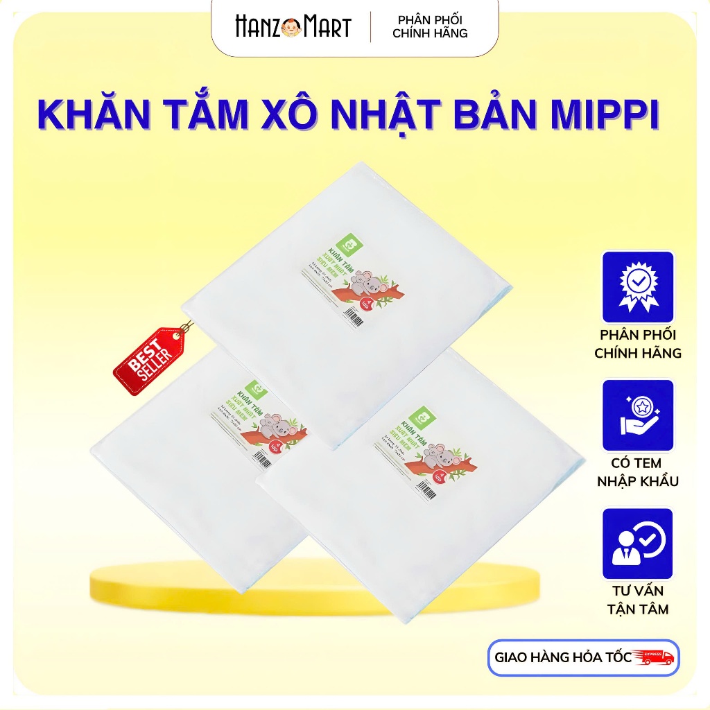 Khăn tắm xô xuất Nhật Mipbi siêu mềm (75x75cm) - hanzo2009