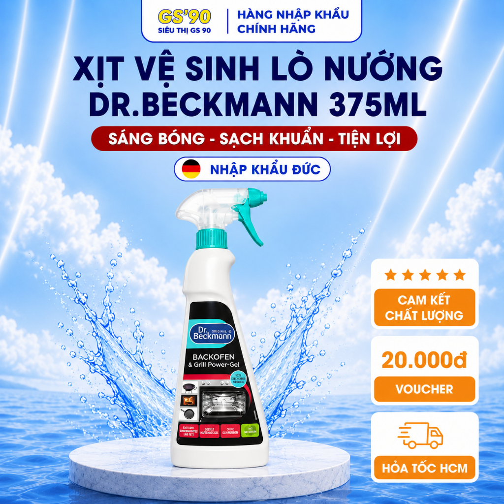 Xịt Vệ Sinh Lò Nướng Dr.Beckmann 375ml Vệ Sinh Nồi Chiên Không Dầu, Lò Vi Sóng Làm Sạch, Tẩy Dầu Mỡ, Sạch Khuẩn