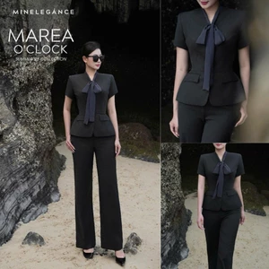 MINELEGÁNCE | SET VEST CỔ NƠ & QUẦN ỐNG ĐỨNG CÔNG SỞ, SANG TRỌNG - MIN35