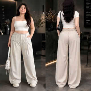 Quần ống rộng bigsize nữ dáng suông dài cạp cao hách dạng chất cotton lạnh mềm nhẹ mát QDNT
