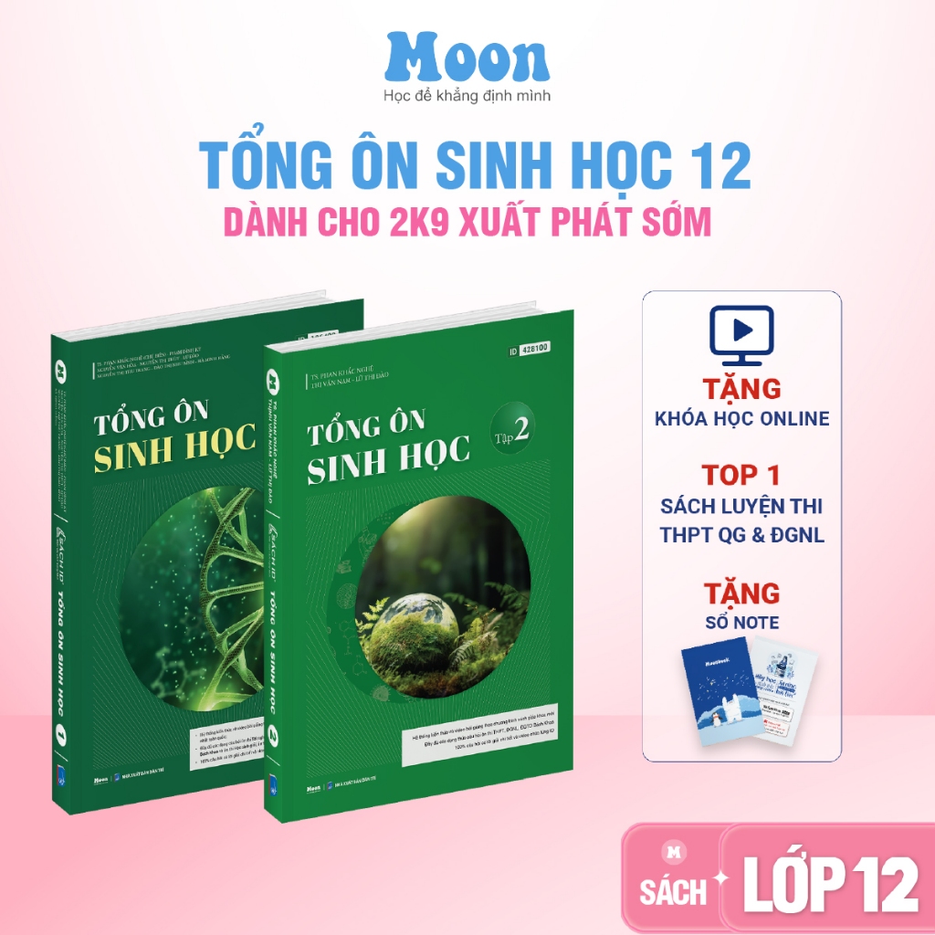 Sách Sinh học 12 thầy Phan Khắc Nghệ Tổng ôn xuất phát sớm ôn thi thpt, đgnl  - Moonbook THCS