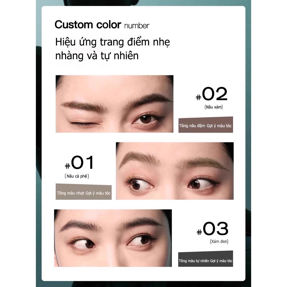 Bút kẻ mày hai đầu siêu mảnh, chống nước chống mồ hôi, nét vẽ mượt đều, tạo dáng tự nhiên phù hợp người mới