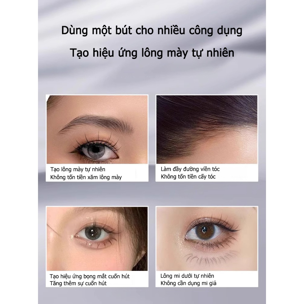 Bút kẻ mày hai đầu siêu mảnh, chống nước chống mồ hôi, nét vẽ mượt đều, tạo dáng tự nhiên phù hợp người mới