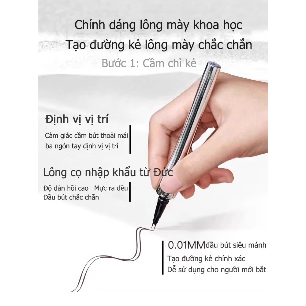 Bút kẻ mày hai đầu siêu mảnh, chống nước chống mồ hôi, nét vẽ mượt đều, tạo dáng tự nhiên phù hợp người mới