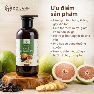 Dầu Gội Bồ Kết Gừng Bưởi Cỏ Lành - 450g (500ml) - Dưỡng Tóc Chắc Khỏe - Cấp Ẩm Dưỡng Tóc Khô Sơ