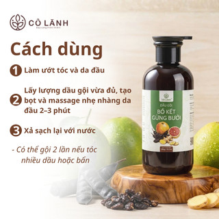 Dầu Gội Bồ Kết Gừng Bưởi Cỏ Lành - 450g (500ml) - Dưỡng Tóc Chắc Khỏe - Cấp Ẩm Dưỡng Tóc Khô Sơ