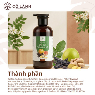 Dầu Gội Bồ Kết Gừng Bưởi Cỏ Lành - 450g (500ml) - Dưỡng Tóc Chắc Khỏe - Cấp Ẩm Dưỡng Tóc Khô Sơ