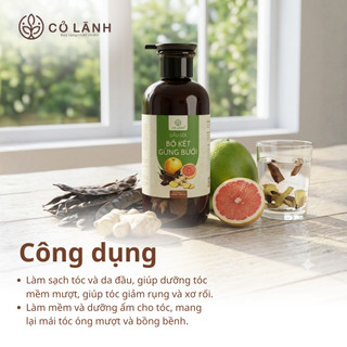 Dầu Gội Bồ Kết Gừng Bưởi Cỏ Lành - 450g (500ml) - Dưỡng Tóc Chắc Khỏe - Cấp Ẩm Dưỡng Tóc Khô Sơ