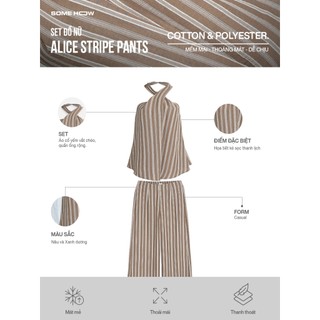[N6] Set Đồ Nữ Alice Stripe Pants, Chất Vải Đũi Cotton Thoải Mái, WSB161, SOME HOW STORE