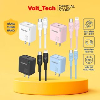 Bộ Sạc Nhanh Basefast Chính Hãng 20W/30W - Cáp sạc C to Ln, C to C dài 1m, Chống Cháy, Tự Ngắt Sạc