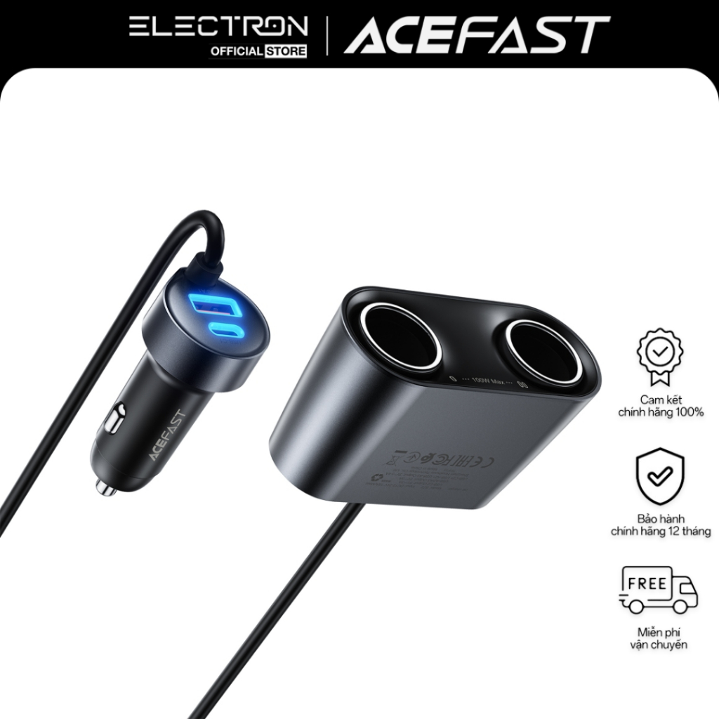 Tẩu Sạc Ô Tô ACEFAST B22 152W, 2 USB-C + 3 USB-A + 2 Cổng Tẩu, Hỗ Trợ Sạc Nhanh PD/QC