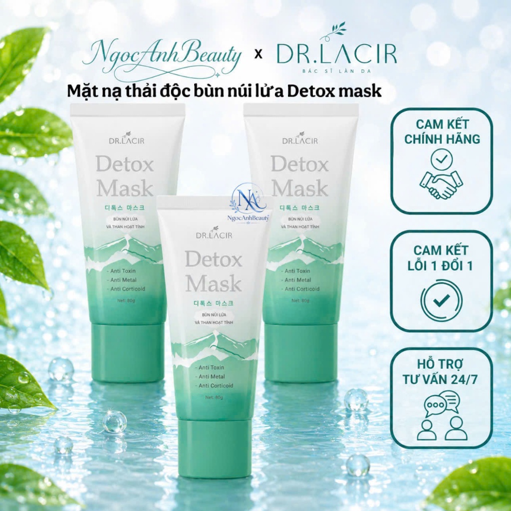 Mặt nạ bùn núi lửa thải độc, ngăn ngừa mụn, làm sạch sâu, thu nhỏ lỗ chân lông Detox mask Dr Lacir