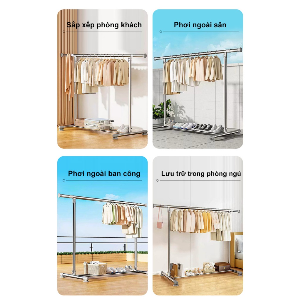 𝐎𝐥𝐢𝐟𝐞 Xào Đồ Treo Quần Áo Bền Giá Phơi Quần Áo Ngoài Trời Chống Gió Giá Treo Quần Áo Có Thể Điều Chỉnh Độ Dài Chống Gỉ