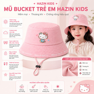 Mũ bucket vành cụp cho bé từ 3-8 tuổi cá tính dễ thương vải cotton dày dặn, nón tai bèo vành tròn phong cách