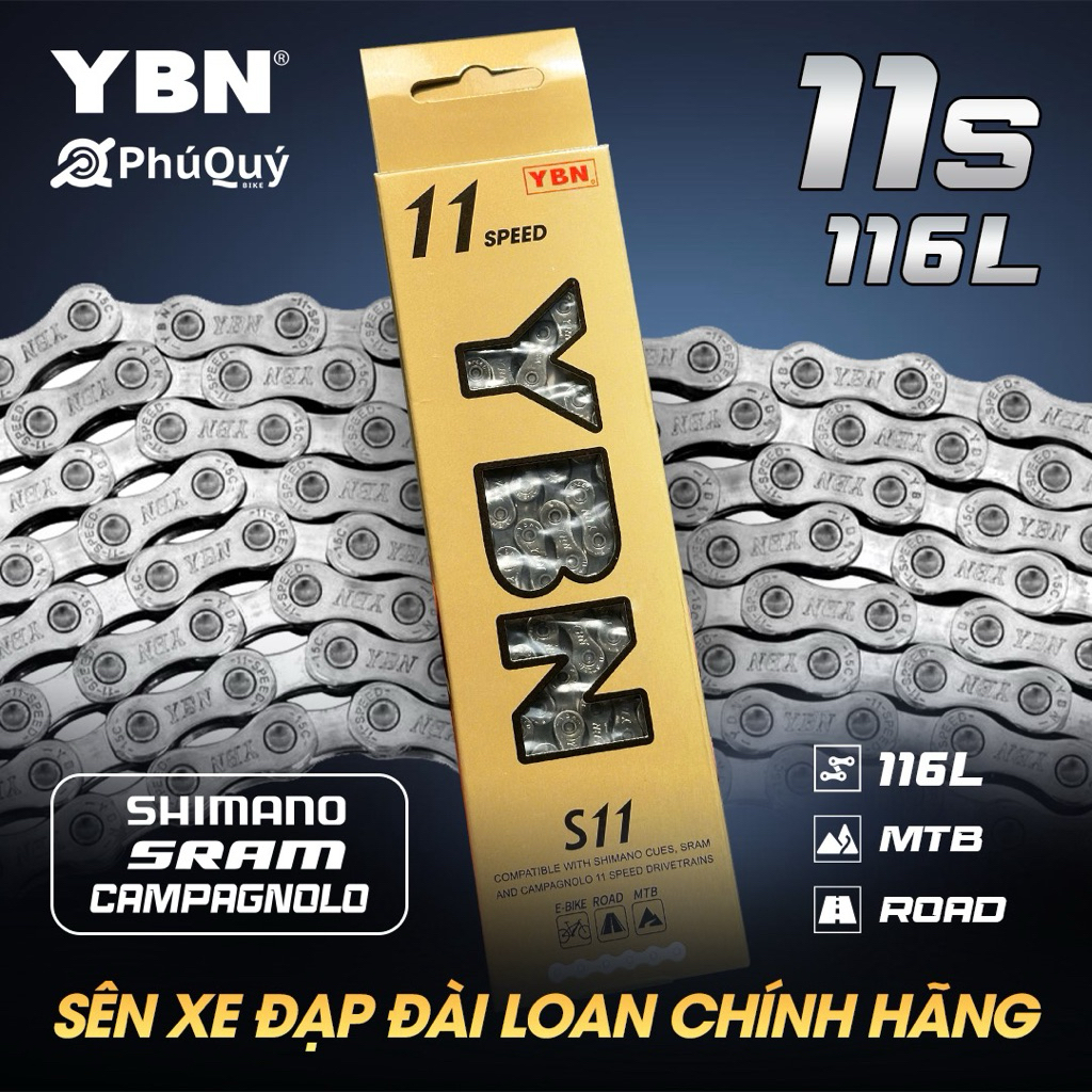 Sên Xích Xe Đạp 11 Tốc Độ YBN S11  116L/126L Đài Loan Kèm Khoá Sên