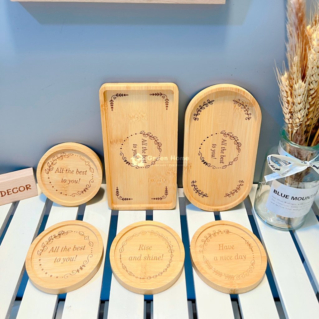 Lót Ly Bằng Gỗ Tre Tự Nhiên Cao Cấp Nhiều Kích Thước, Miếng Lót Ly Để Cốc Decor Sang Trọng Đẹp Mắt