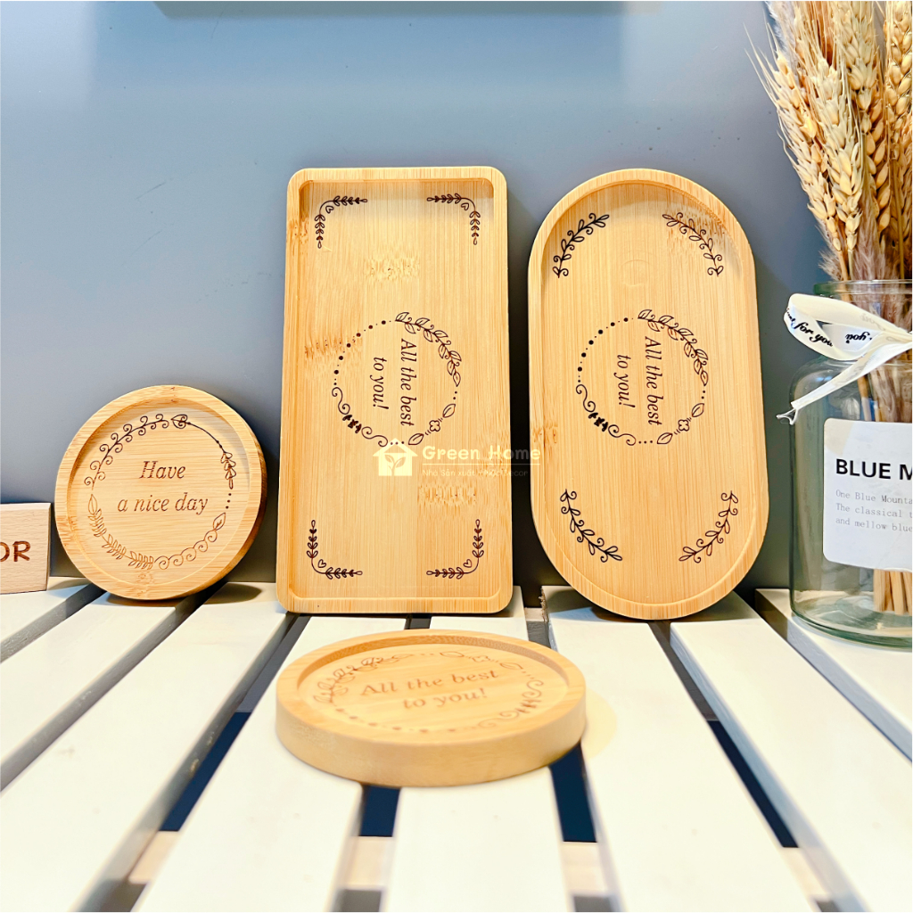 Khay Lót Ly Gỗ Tre, Miếng Lót Ly Dùng Để Cốc Phù Hợp Cho Gia Đình Quán Cafe, Khách Sạn vv...