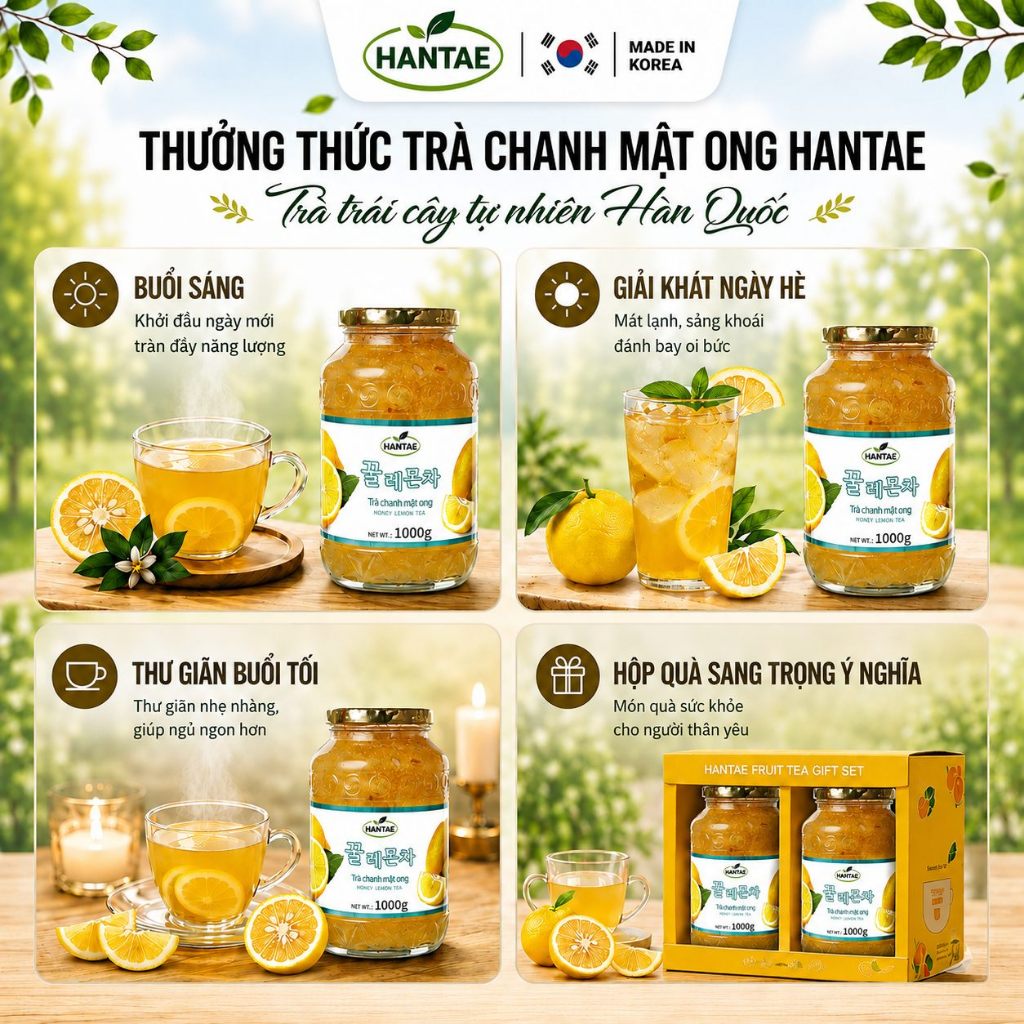 Combo 2 Hũ Trà Chanh Mật Ong Hàn Quốc HANTAE