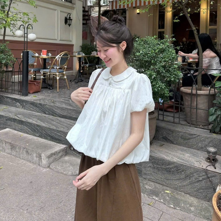 Áo Kiểu Nữ, Áo Bí Cổ Sen Tay Bồng Nàng Thơ Đi Cafe Dạo Phố, Đi Làm,Đi Biển Xinh Xắn Form Babydoll MA 4313