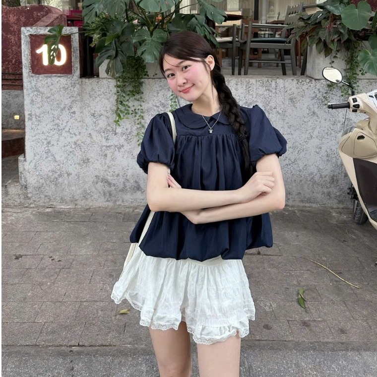 Áo Kiểu Nữ, Áo Bí Cổ Sen Tay Bồng Nàng Thơ Đi Cafe Dạo Phố, Đi Làm,Đi Biển Xinh Xắn Form Babydoll MA 4313