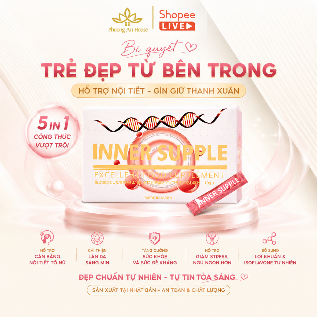 Viên Uống và Nước Uống Inner Supple Nhật Bản Tăng Nội Tiết Tố Nữ