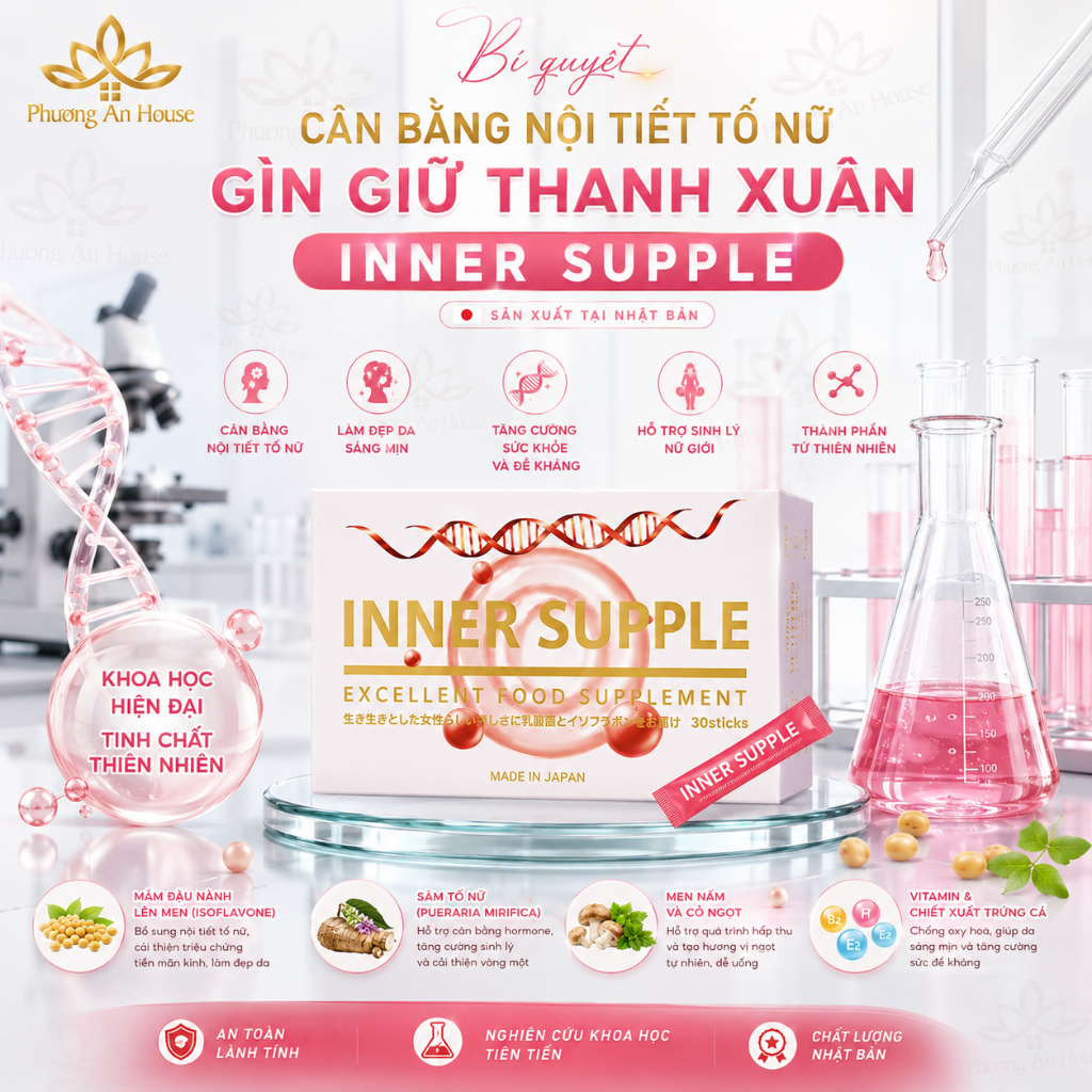 Viên Uống và Nước Uống Inner Supple Nhật Bản Tăng Nội Tiết Tố Nữ