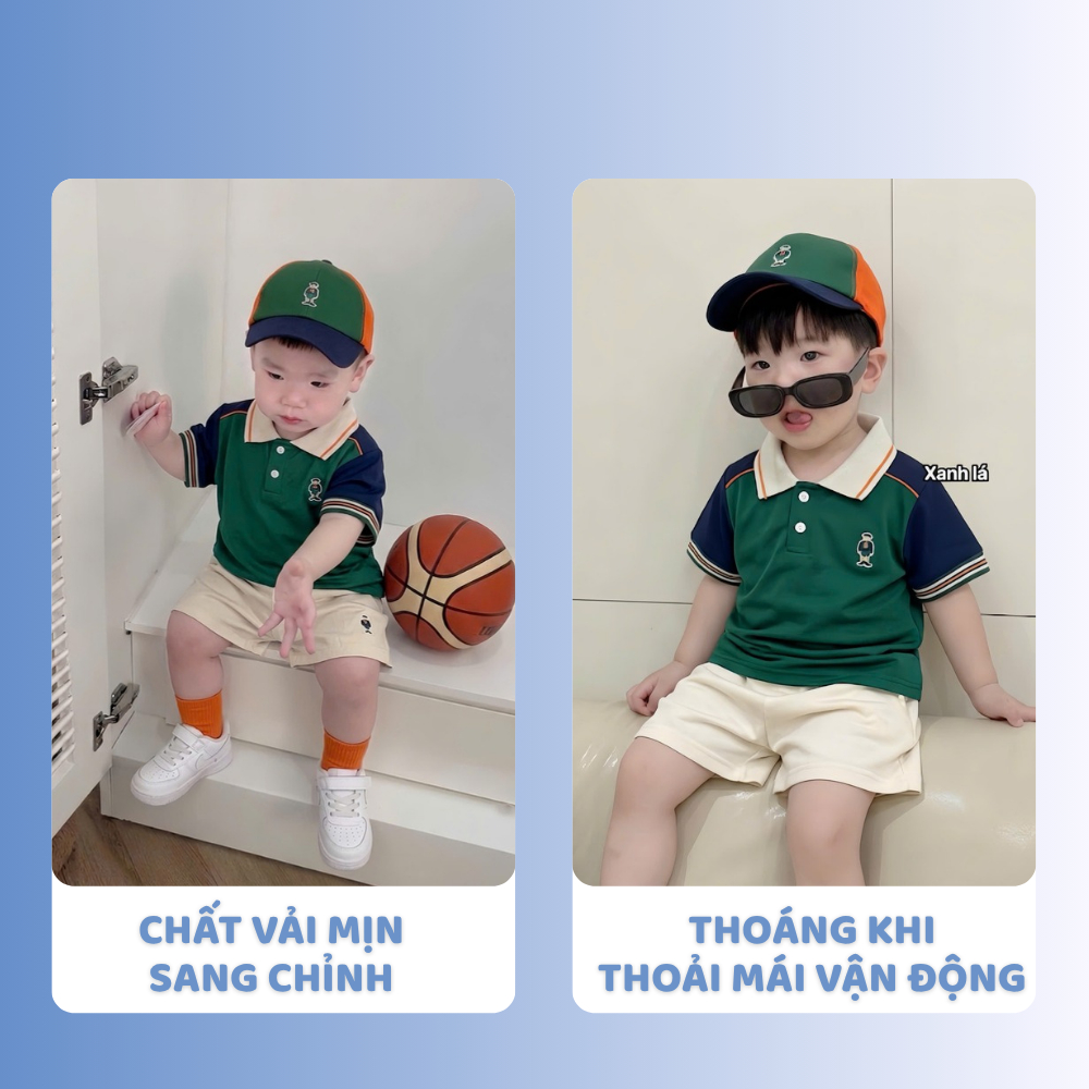 [À ƠI SHOP] D65- bộ polo cậu bé kèm mũ- a117.1815