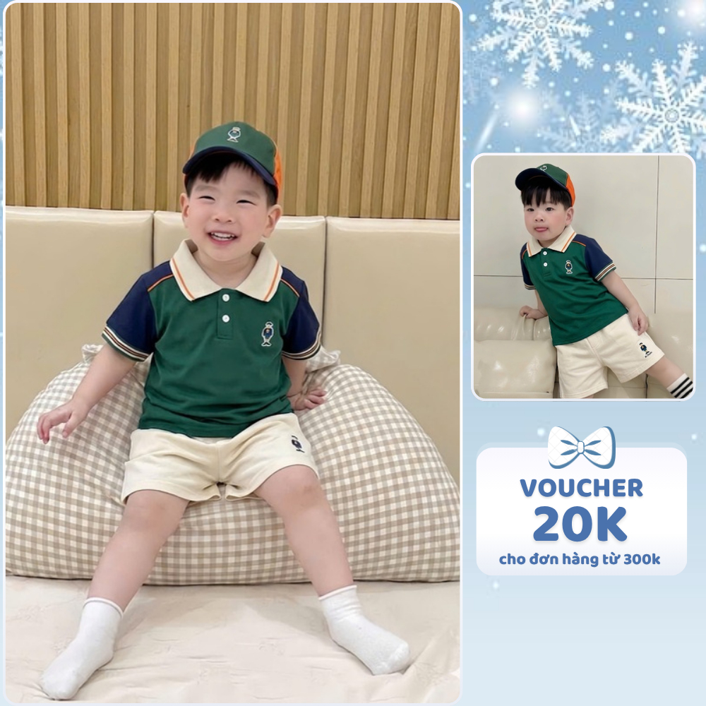 [À ƠI SHOP] D65- bộ polo cậu bé kèm mũ- a117.1815