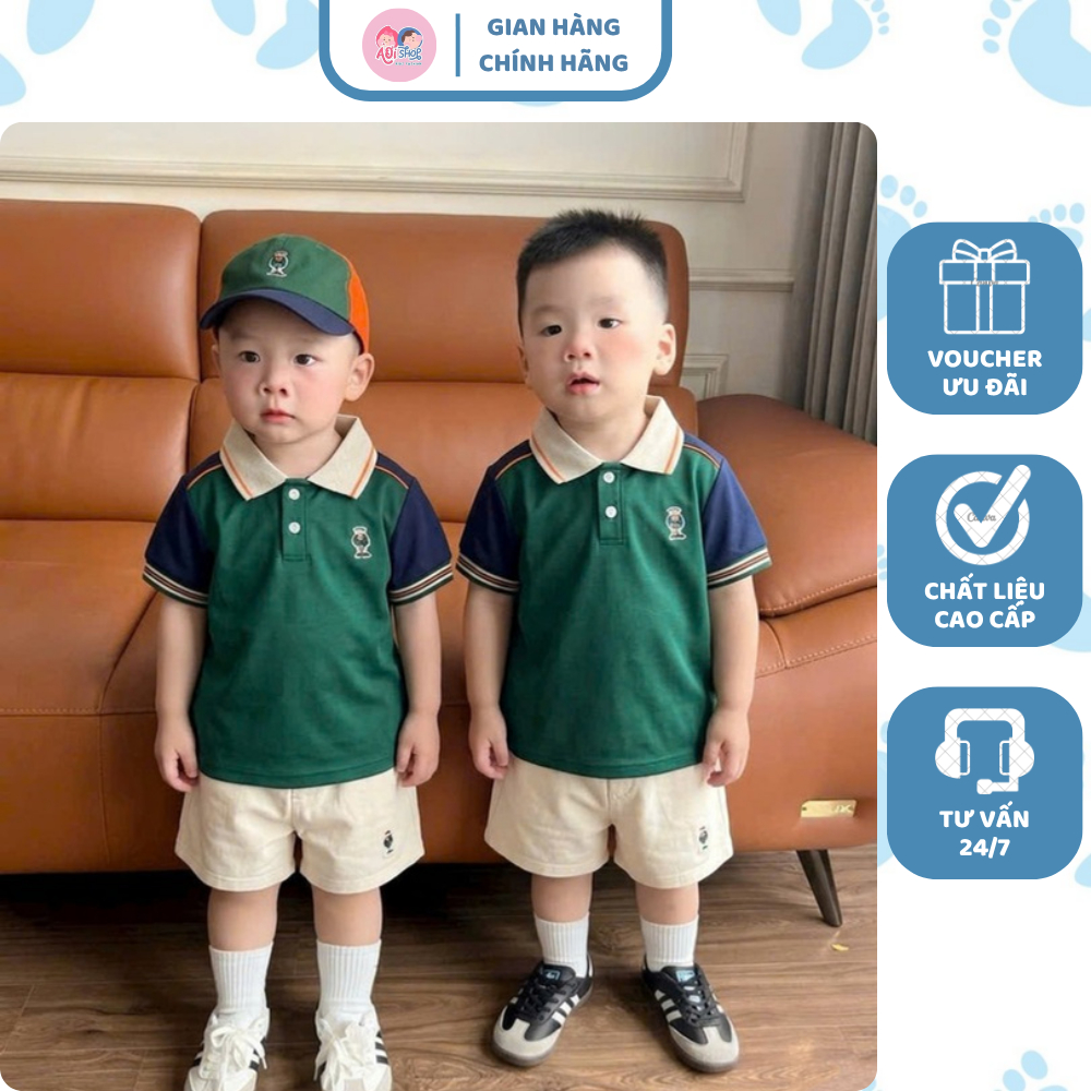 [À ƠI SHOP] D65- bộ polo cậu bé kèm mũ- a117.1815