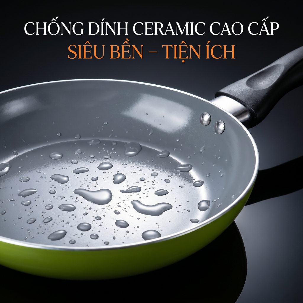 Chảo chống dính Ceramic 24 cm, CH10-24 Chảo Chống Dính Comet Nhôm Cao Cấp Ceramic Nano Dễ Vệ Sinh
