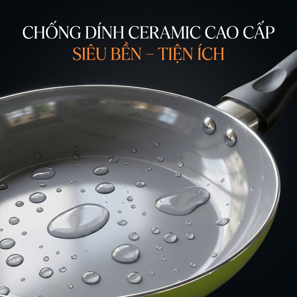 Chảo chống dính Ceramic 26 cm, Chảo Chống Dính Comet Nhôm Cao Cấp Ceramic Nano Ít Dầu Dễ Vệ Sinh