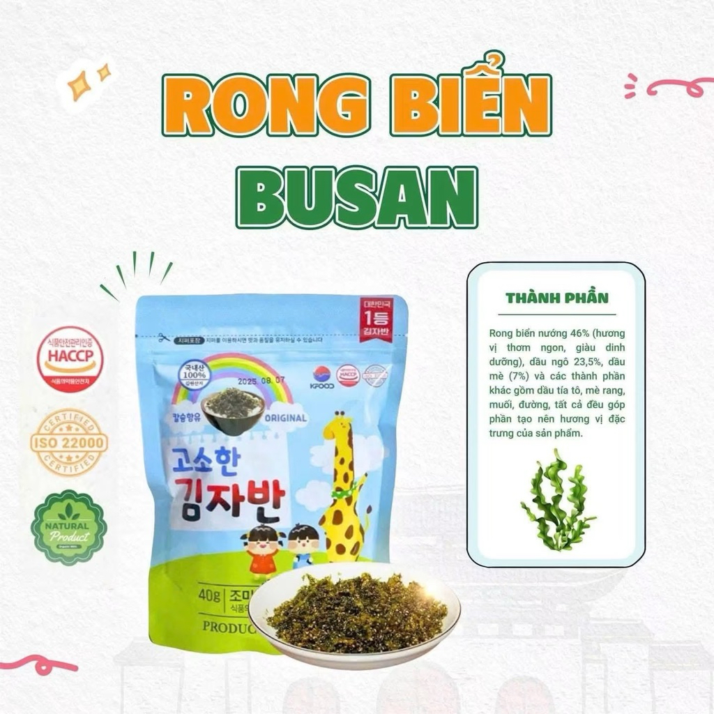 Rong Biển Trộn Cơm Busan Kimjaban Cho Bé (40g)