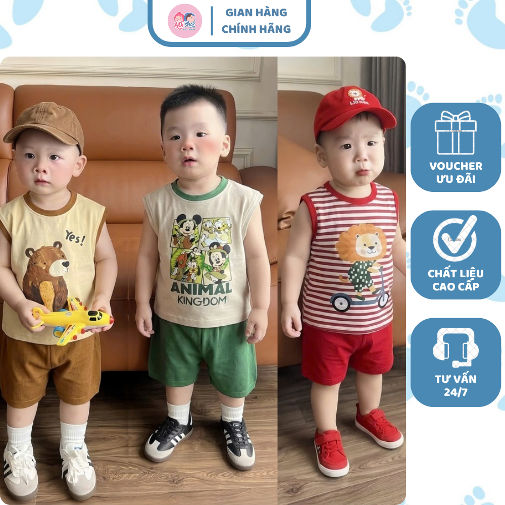 [À ƠI SHOP] D70- set 3 bộ ba lỗ mickey animal - a100.386