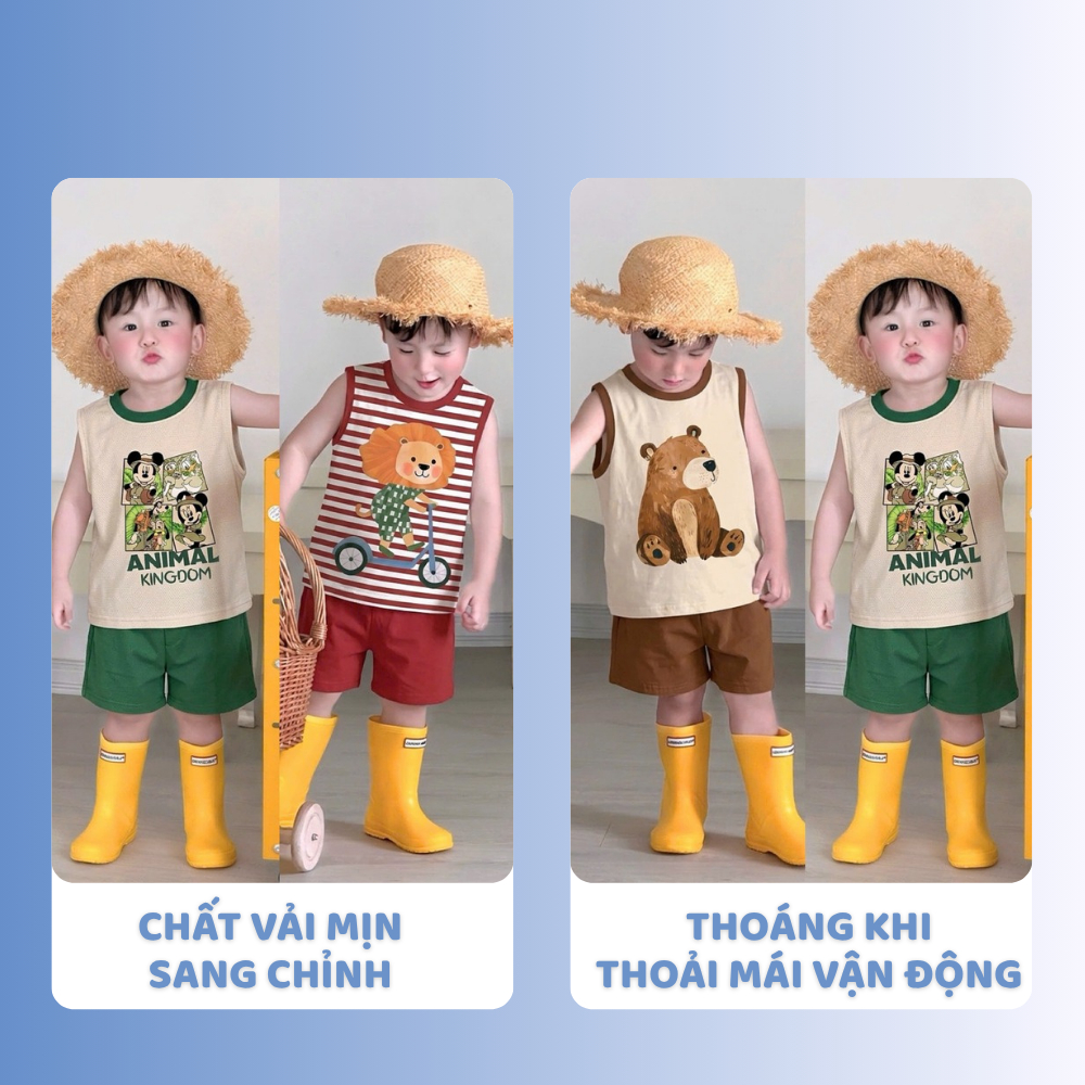 [À ƠI SHOP] D70- set 3 bộ ba lỗ mickey animal - a100.386
