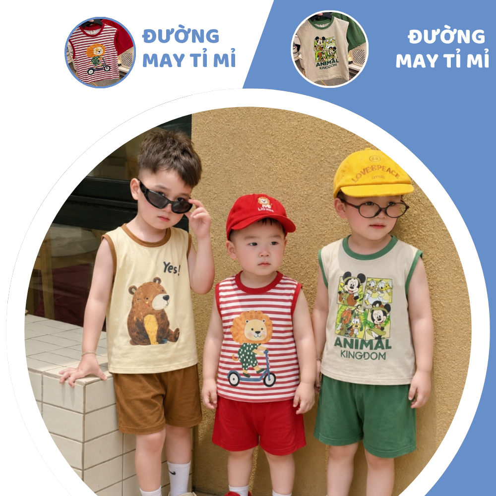 [À ƠI SHOP] D70- set 3 bộ ba lỗ mickey animal - a100.386