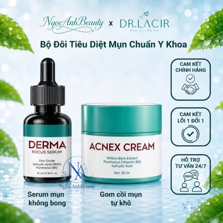 Kem gom cồi mụn, serum mụn Derma xử lý mụn tại chỗ, giảm mụn ẩn mụn viêm, kiểm soát dầu, se khít lcl