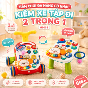 Bàn chơi đa năng có nhạc kiêm xe tập đi 2 trong 1 N6038/ Tiibaby 66549