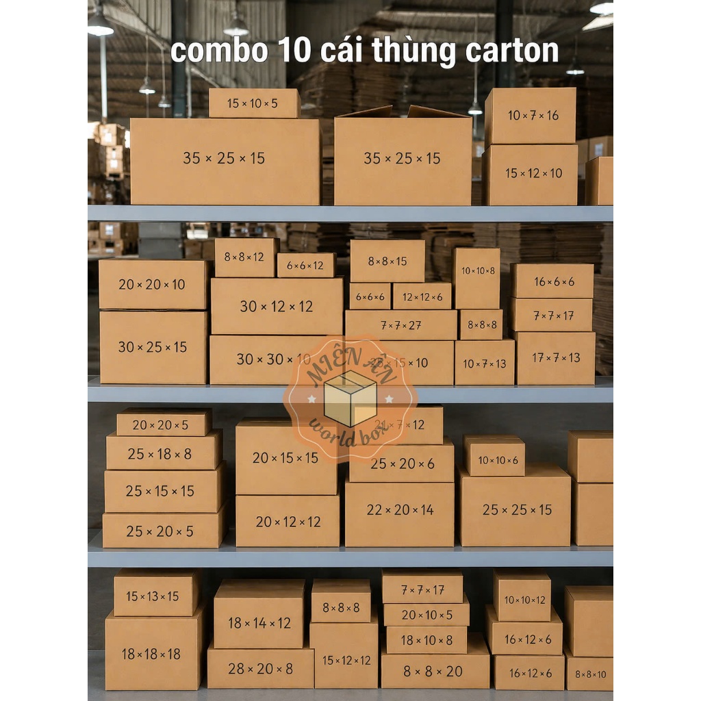 Thùng hộp carton size nhỏ, thùng giấy đóng hàng nhiều kích thước
