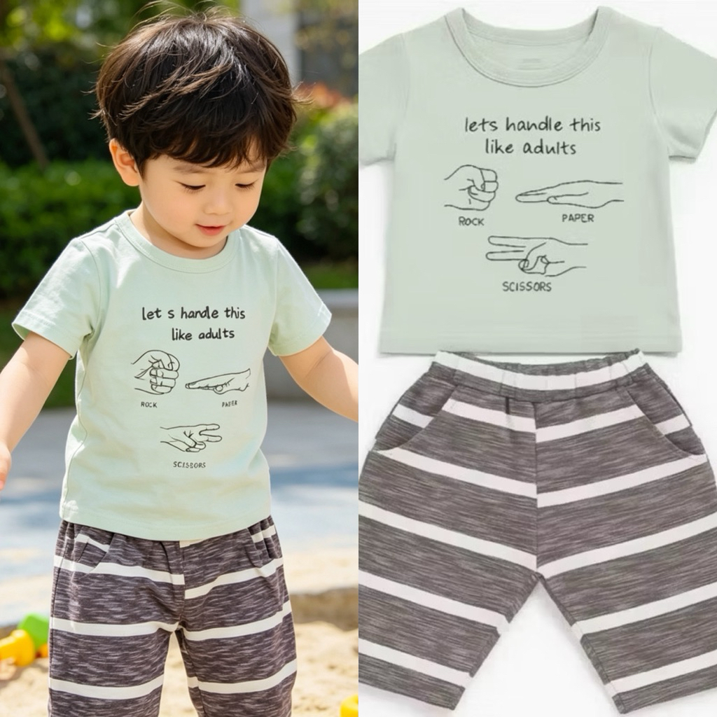 Bộ Quần Áo Bé Trai Bé Gái Cộc Tay Cotton Mềm Mịn In Hình Dễ Thương Size 0-4 Tuổi (2-15kg) E0434 C1765 C7434