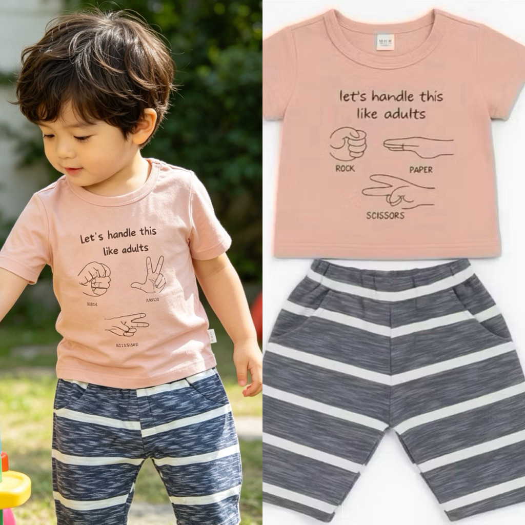 Bộ Quần Áo Bé Trai Bé Gái Cộc Tay Cotton Mềm Mịn In Hình Dễ Thương Size 0-4 Tuổi (2-15kg) E0434 C1765 C7434